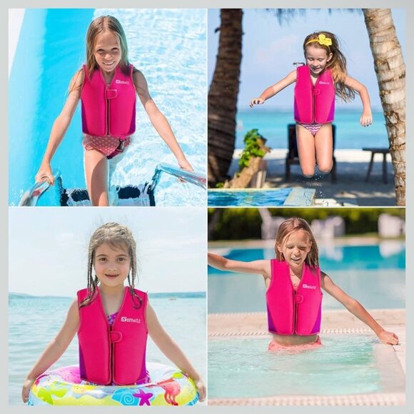 Genwiss Baby Girl Swim Vest Toddler 2 Years Baby Toddler Fit 20-28 lbs Pink - Picture 7 of 10